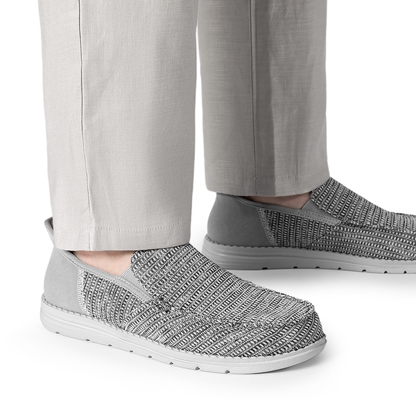 Men’s Casual Breathable Slip-On Loafers - DARK GREY - 5