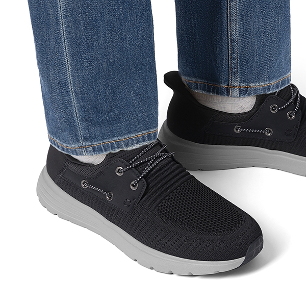 Men’s Breathable Knit Slip-On Sneakers - BLACK - 5