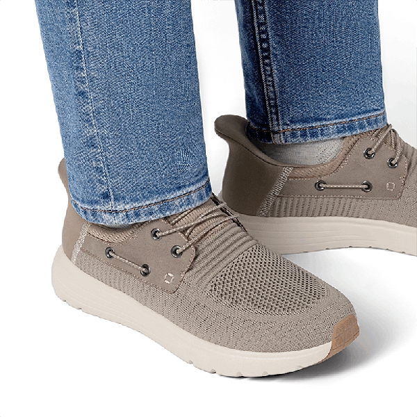 Men’s Breathable Knit Slip-On Sneakers - KHAKI - 5
