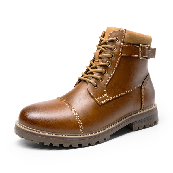 Men's Motorcycle-Styled Oxford Boots - BROWN -  0