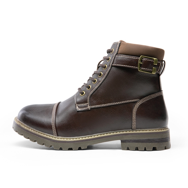 Men's Motorcycle-Styled Oxford Boots - DARK BROWN - 1