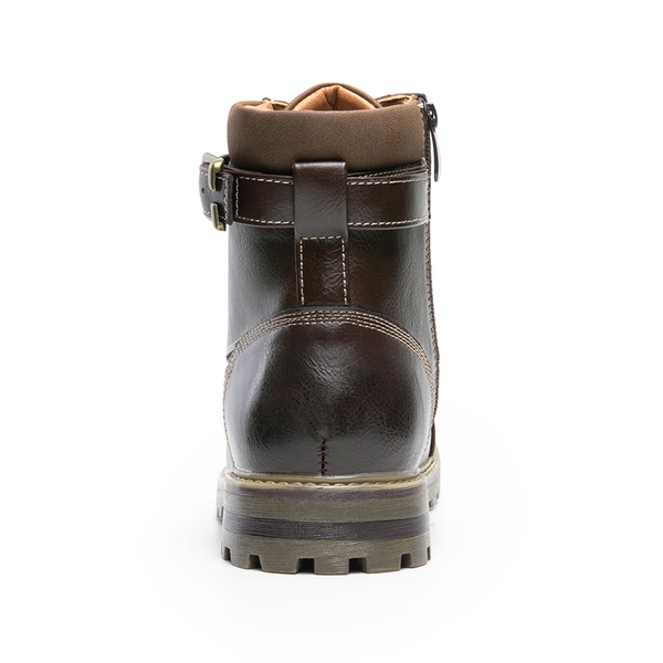 Men's Motorcycle-Styled Oxford Boots - DARK BROWN - 3