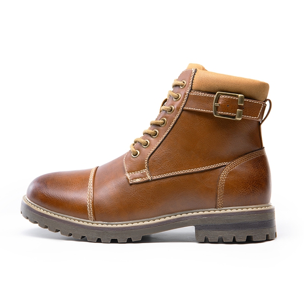 Men's Motorcycle-Styled Oxford Boots - BROWN - 1