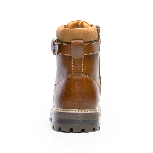 Men's Motorcycle-Styled Oxford Boots - BROWN - 3