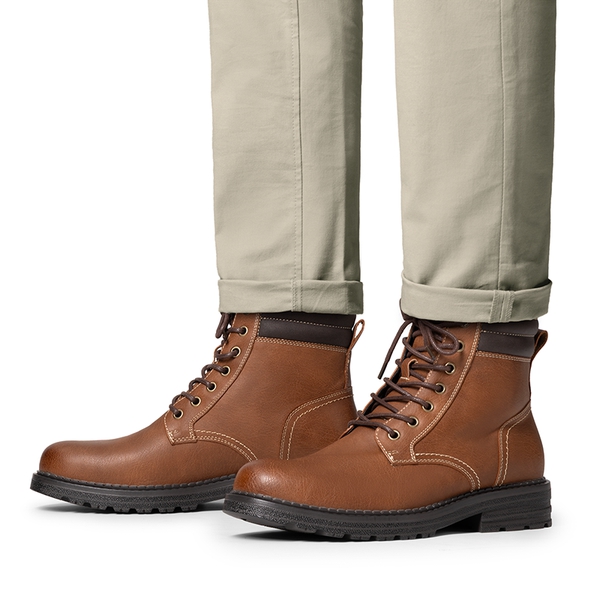 Men’s Durable Lace-Up Lug Boots - BROWN - 4