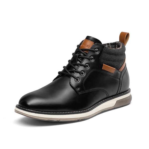 Men’s Casual PU Canvas Chukka Boots - BLACK -  0