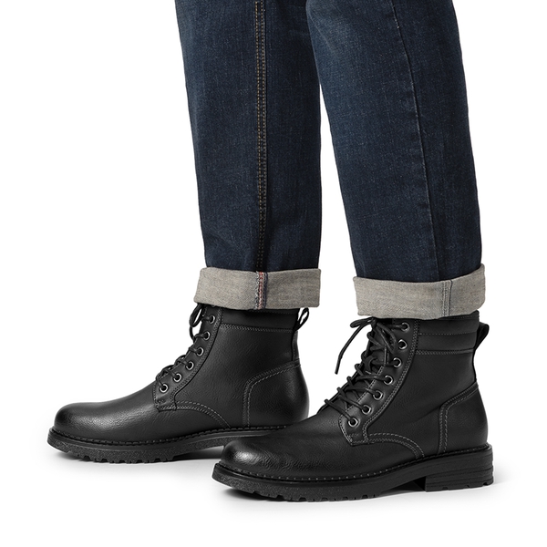 Men’s Durable Lace-Up Lug Boots - ALL BLACK - 4