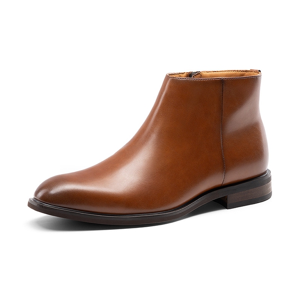 Men’s Polished Side-Zip Chelsea Boots - BROWN -  0