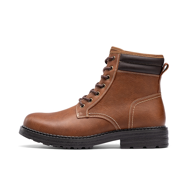 Men’s Durable Lace-Up Lug Boots - BROWN - 1