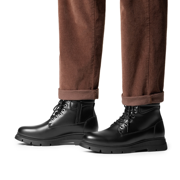 Men’s Casual Side Zip Chukka Boots - BLACK - 4