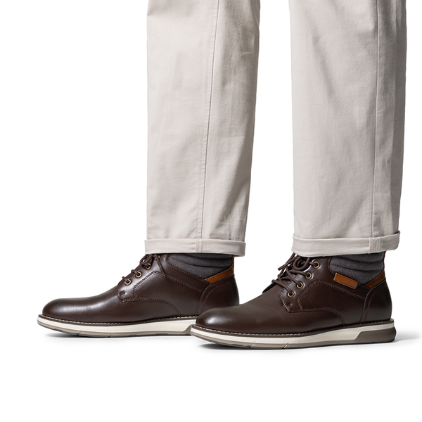 Men’s Casual PU Canvas Chukka Boots - DARK BROWN - 4