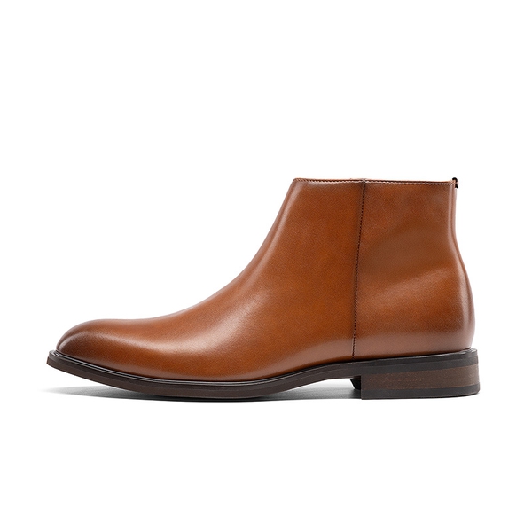 Men’s Polished Side-Zip Chelsea Boots - BROWN - 1