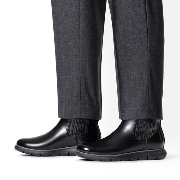 Men’s Comfortable PU Pull-On Chelsea Boots - ALL BLACK - 4