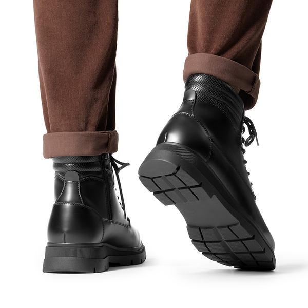Men’s Casual Side Zip Chukka Boots - BLACK - 6