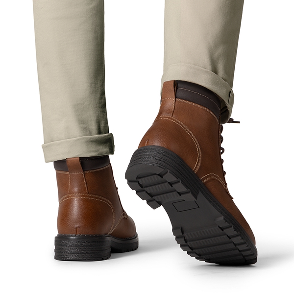 Men’s Durable Lace-Up Lug Boots - BROWN - 6