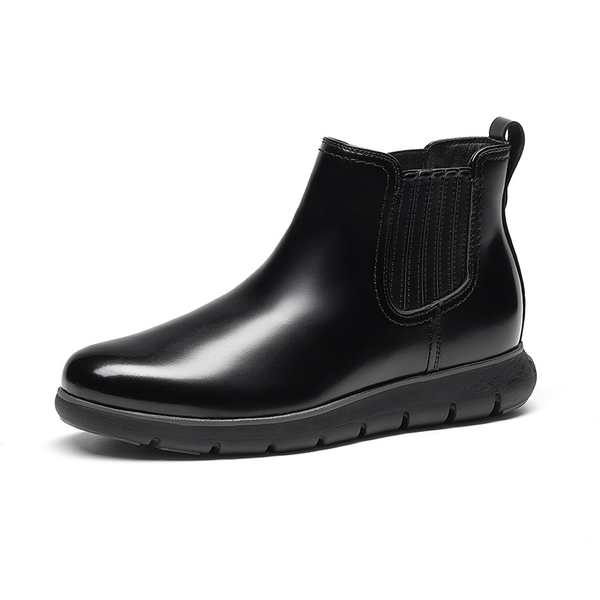Men’s Comfortable PU Pull-On Chelsea Boots - ALL BLACK -  0