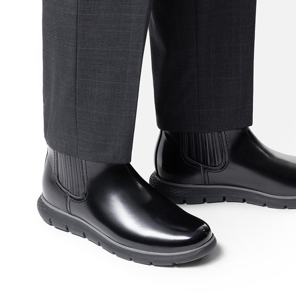 Men’s Comfortable PU Pull-On Chelsea Boots - ALL BLACK - 5