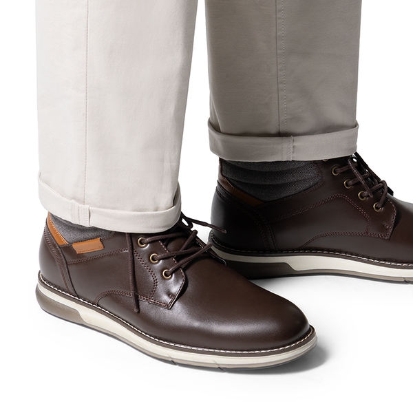Men’s Casual PU Canvas Chukka Boots - DARK BROWN - 5