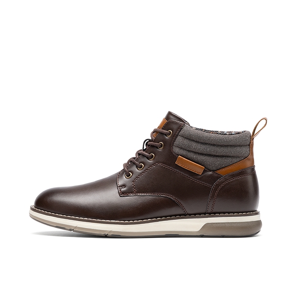 Men’s Casual PU Canvas Chukka Boots - DARK BROWN - 1