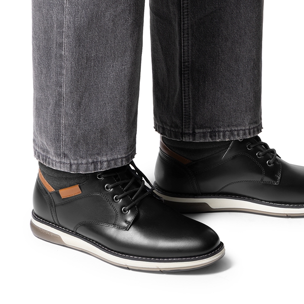 Men’s Casual PU Canvas Chukka Boots - BLACK - 5