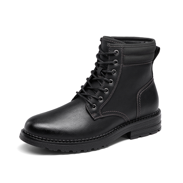 Men’s Durable Lace-Up Lug Boots - ALL BLACK -  0