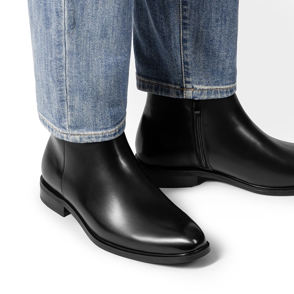 Men’s Polished Side-Zip Chelsea Boots - BLACK - 5