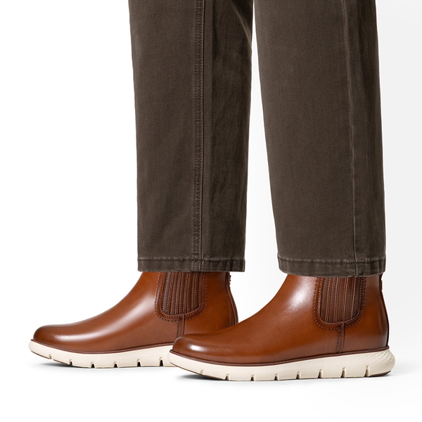 Men’s Comfortable PU Pull-On Chelsea Boots - BROWN - 4