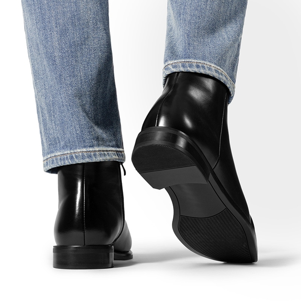 Men’s Polished Side-Zip Chelsea Boots - BLACK - 6