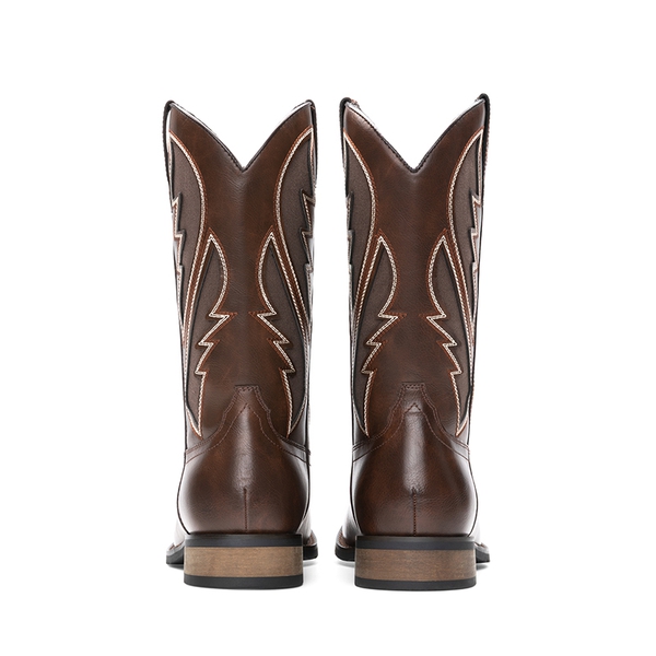 Men’s Embroidered Western Cowboy Boots - COFFEE - 3