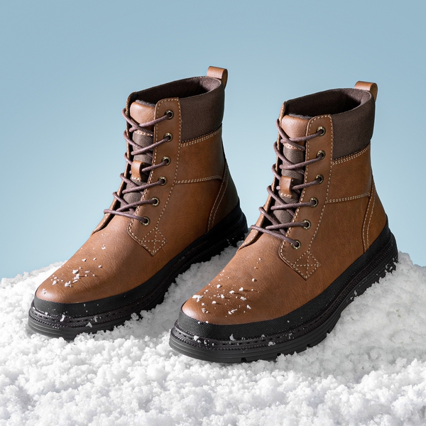 Men’s Insulated Winter Snow Boots - BROWN - 5