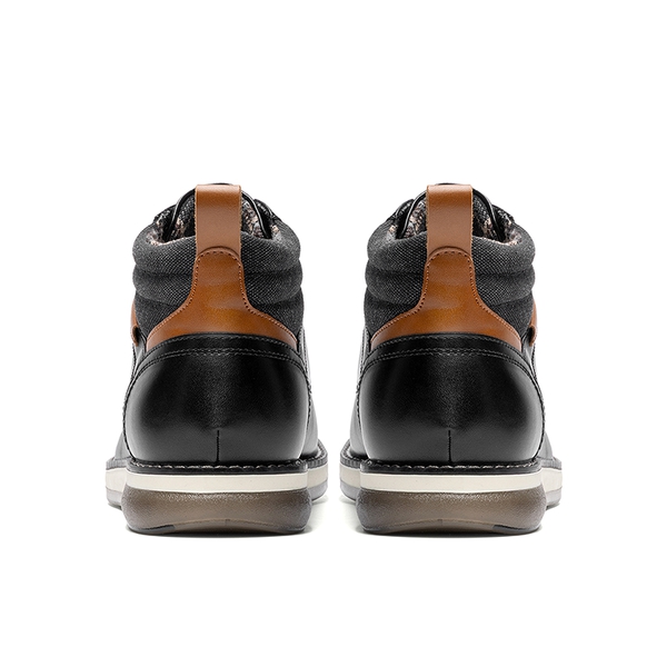 Men’s Casual PU Canvas Chukka Boots - BLACK - 3