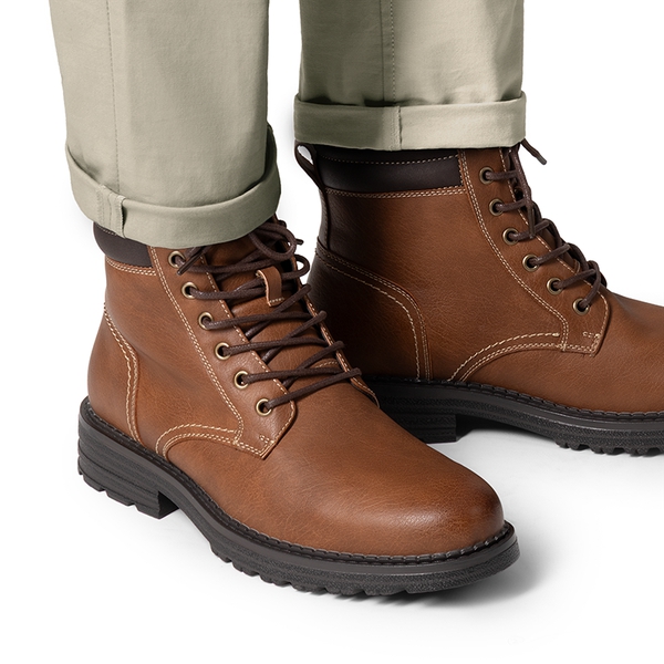 Men’s Durable Lace-Up Lug Boots - BROWN - 5
