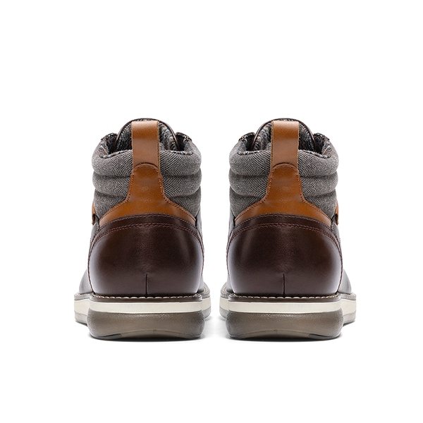 Men’s Casual PU Canvas Chukka Boots - DARK BROWN - 3