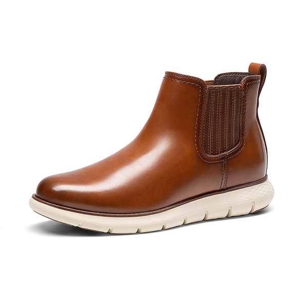 Men’s Comfortable PU Pull-On Chelsea Boots - BROWN -  0