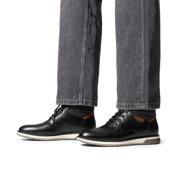 Men’s Casual PU Canvas Chukka Boots - BLACK - 4