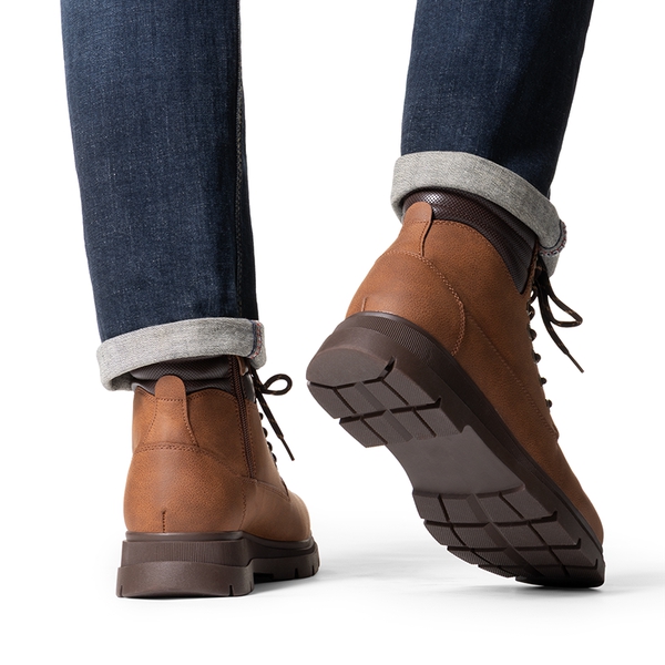 Men’s Casual Side Zip Chukka Boots - BROWN - 6