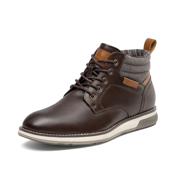 Men’s Casual PU Canvas Chukka Boots - DARK BROWN -  0