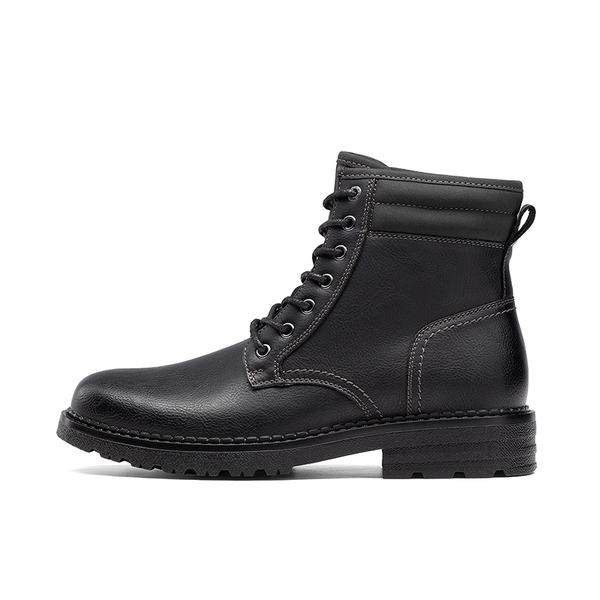 Men’s Durable Lace-Up Lug Boots - ALL BLACK - 1