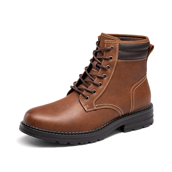 Men’s Durable Lace-Up Lug Boots - BROWN -  0