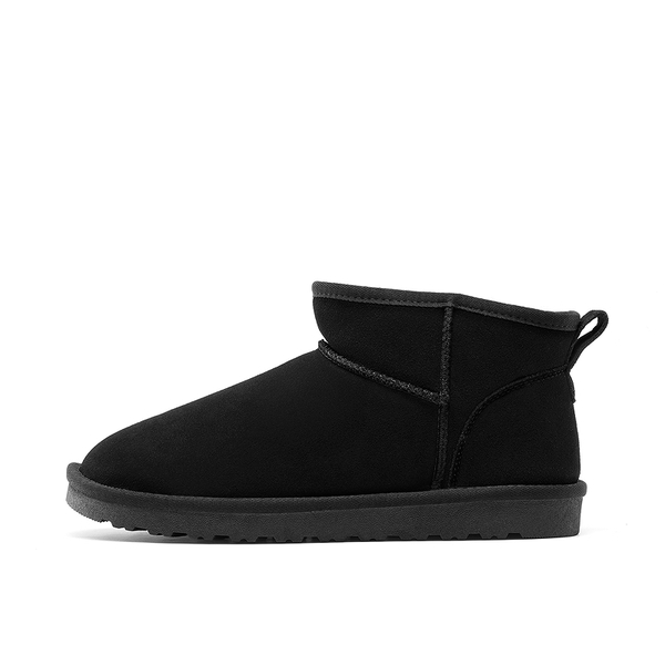 Men’s Suede Faux Fur Winter Boots - ALL BLACK - 1