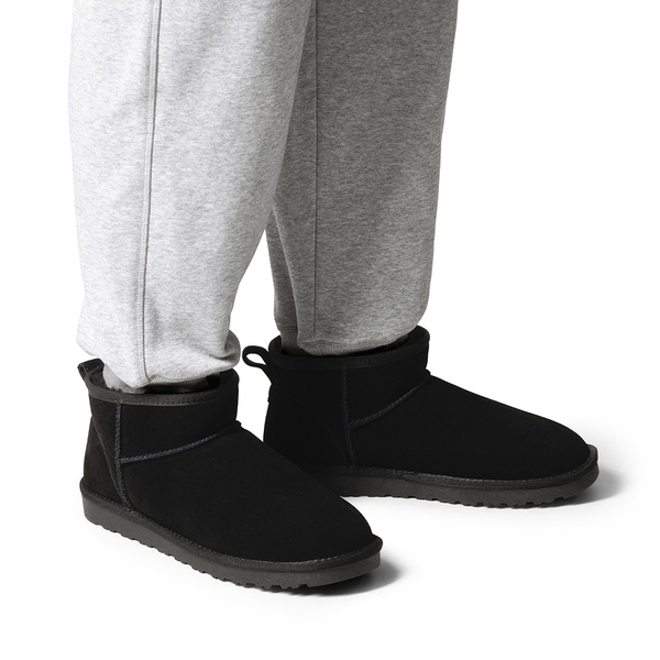 Men’s Suede Faux Fur Winter Boots - ALL BLACK - 5