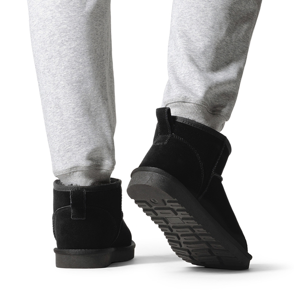 Men’s Suede Faux Fur Winter Boots - ALL BLACK - 6
