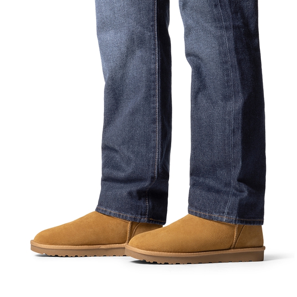 Men’s Suede Faux Fur Winter Boots - CHESTNUT - 4