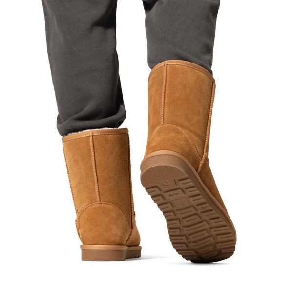 Men’s Non-Slip Fuzzy Suede Winter Boots - CHESTNUT - 6