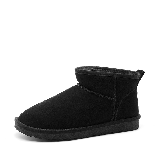Men’s Suede Faux Fur Winter Boots - ALL BLACK -  0