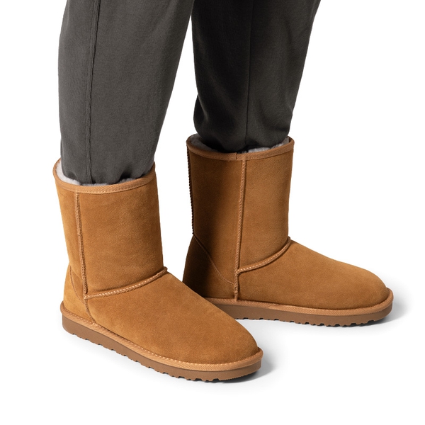 Men’s Non-Slip Fuzzy Suede Winter Boots - CHESTNUT - 5