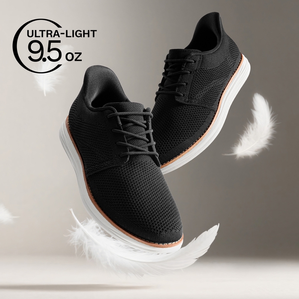 [EZFlex GlideLite] Men's Comfortable Breeze Walking Shoes - BLACK - 5