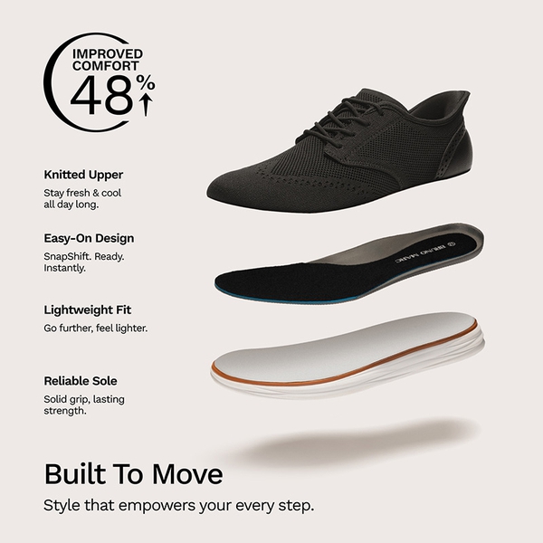 Men’s Breathable Knitted Oxford Sneakers - BLACK - 7