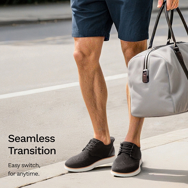 Men’s Breathable Knitted Oxford Sneakers - BLACK - 6