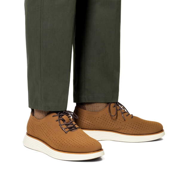 Men’s Smart Casual Oxford Style Sneakers - BROWN/BEIGE - 5